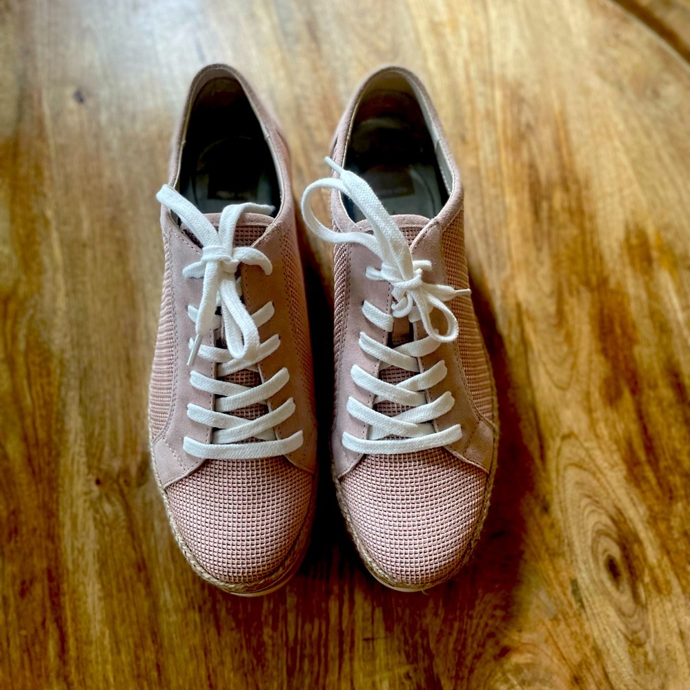 Telah Light Blush Mesh Suede Leather Platform Sneaker